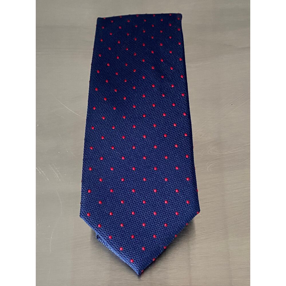 Tommy Hilfiger Navy Red Dot 100%‎ Silk Tie